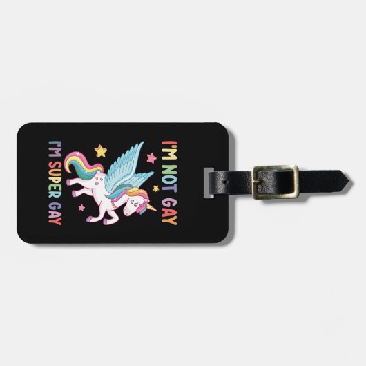 Ich bin nicht schwul, ich bin Super Gay Pride LGBT Gepäckanhänger (Vorderseite horizontal)