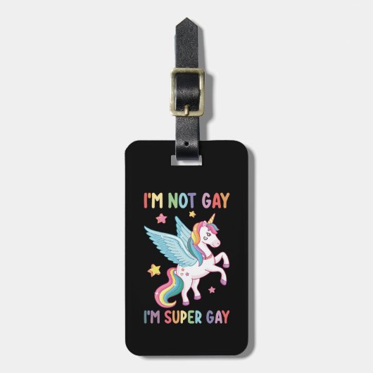 Ich bin nicht schwul, ich bin Super Gay Pride LGBT Gepäckanhänger (Vorderseite vertikal)