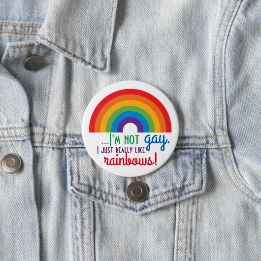 Ich bin nicht schwul, ich mag wirklich Rainbows! Button (Beispiel)