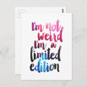 Ich bin nicht seltsam Im limitierten Auflage Zitat Postkarte (Vorne/Hinten)