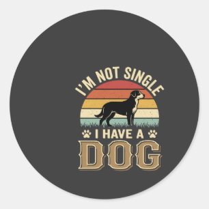 Ich bin nicht Single Hunde Liebhaber Vintage Runder Aufkleber