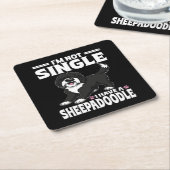 Ich bin nicht Single, ich habe einen Sheepadoodle- Rechteckiger Pappuntersetzer (angewinkelt)