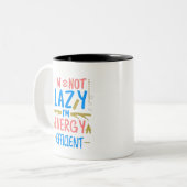 Ich bin nicht zuhause, ich bin energiesparend und  zweifarbige tasse (Vorderseite Links)