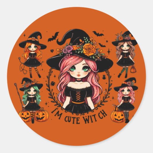 Ich bin Niedlich Hexenkleber Runder Aufkleber (Vorderseite)
