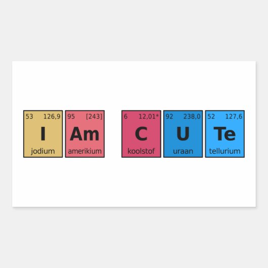 Ich bin Niedliche Periodic-Tabelle Rechteckiger Aufkleber (Vorderseite)