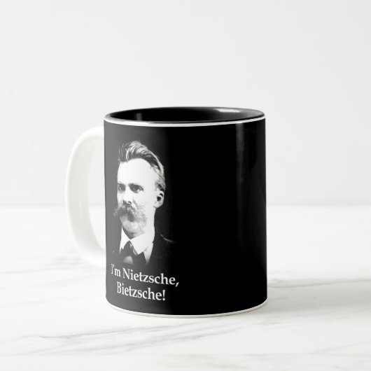 Ich bin Nietzsche, Bietzsche! Zweifarbige Tasse (Vorderseite Links)