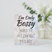 Ich bin nur Bossy Boss Girl Bokeh Postkarte (Stehend Vorderseite)