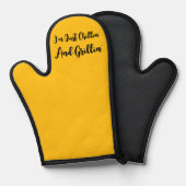 Ich bin nur Chillin und Grillin'gelb Ofenhandschuh (Vorderseite/Rückseite)