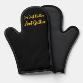 Ich bin nur Chillin' und Grillins Schwarz Ofenhandschuh (Vorderseite/Rückseite)