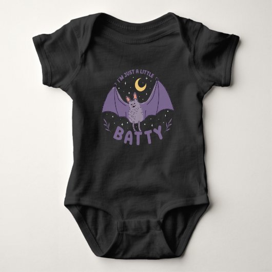 Ich bin nur ein bisschen Batty Funny Halloween Bat Baby Strampler (Vorderseite)