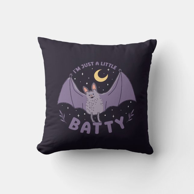 Ich bin nur ein bisschen Batty Funny Halloween Bat Kissen (Vorderseite)