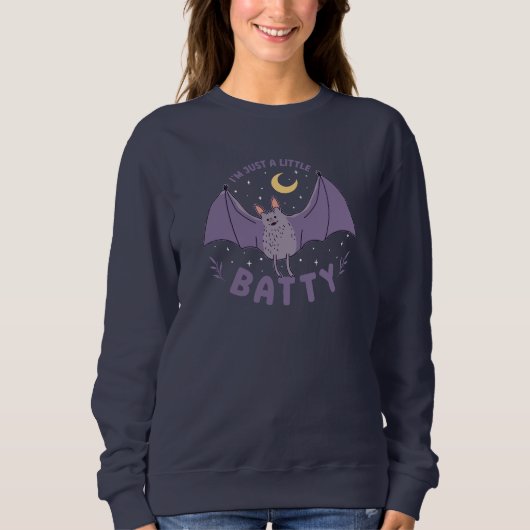 Ich bin nur ein bisschen Batty Funny Halloween Bat Sweatshirt (Vorderseite)