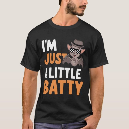 Ich bin nur ein bisschen Batty Funny Halloween Bat T-Shirt (Vorderseite)