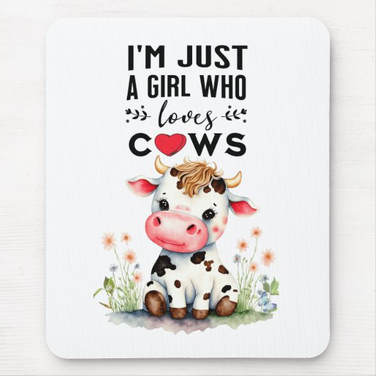 Ich bin nur ein Mädchen, das Kühe Lieben Mousepad (Vorne)