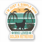 Ich bin nur ein Mann, der Golden Retriever Liebe Aufkleber (Vorderseite)