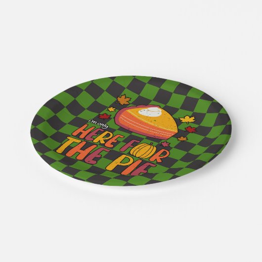 Ich bin nur für den Kuchen hier: Funny Erntedank Pappteller (Schrägansicht)