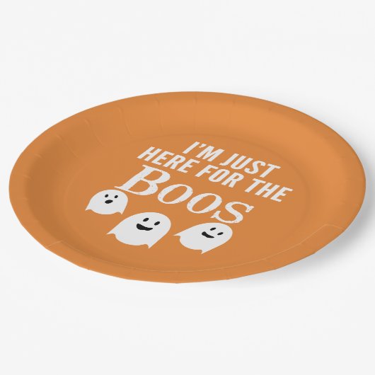 Ich bin nur hier für das Boos - lustiges Halloween Pappteller (Schrägansicht)