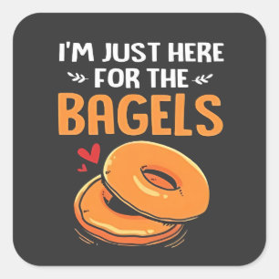 Ich bin nur hier für das jüdische Essen von Bagels Quadratischer Aufkleber
