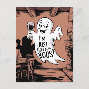 Ich bin nur hier für den Boos-Funny-Geist mit Wein Postkarte