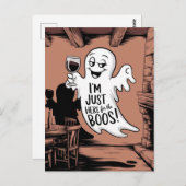 Ich bin nur hier für den Boos-Funny-Geist mit Wein Postkarte (Vorne/Hinten)