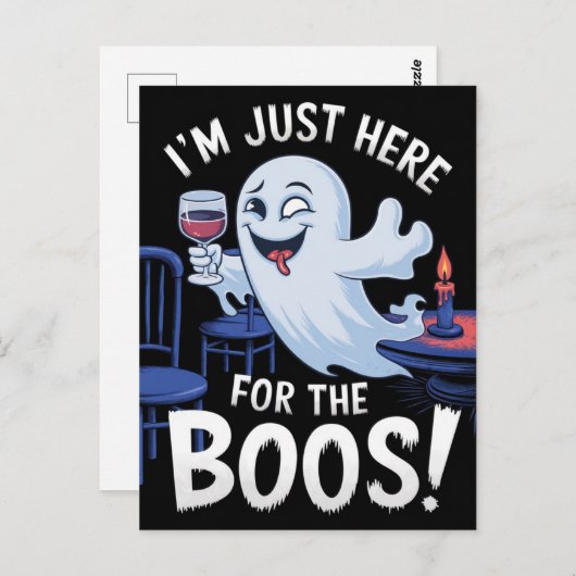 Ich bin nur hier für den Boos Funny Ghost Postkarte (Vorne/Hinten)