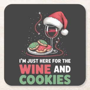 Ich bin nur hier für den Wein und Weihnachtsplätzc Rechteckiger Pappuntersetzer