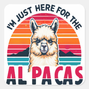 Ich bin nur hier für die Alpacas Funny Alpaca Lieb Quadratischer Aufkleber