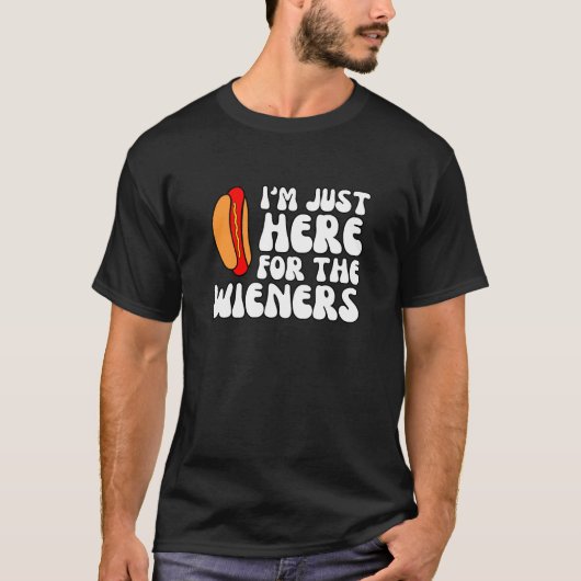Ich bin nur hier für die Dackeln, Hot Dog Liebhabe T-Shirt (Vorderseite)