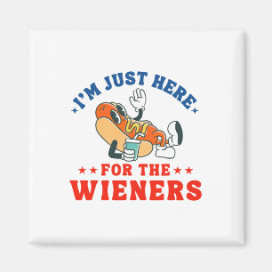 Ich bin nur hier für die Dackeln Hot Dog Patriotic Magnet