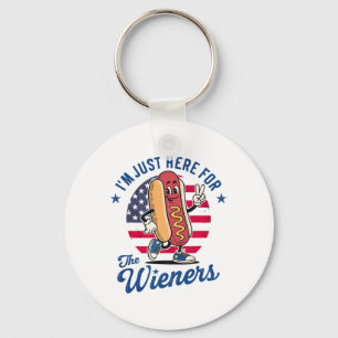 Ich bin nur hier für die Dackeln Patriotic Hot Dog Schlüsselanhänger