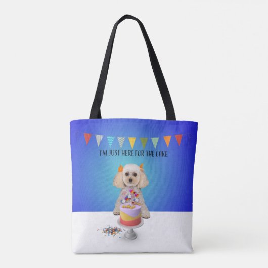 Ich bin nur hier für die Kuchen Tote Tasche (Rückseite)