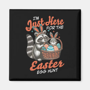 Ich bin nur hier für die Ostereiersuche Bunny Racc Magnet