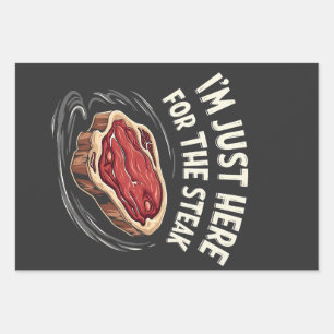 Ich bin nur hier für die Steak Beef Meat Liebhaber Geschenkpapier Set