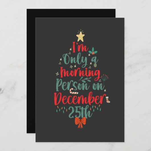 Ich bin nur Morgenmensch am 25. Dezember Weihnacht Save The Date (Vorne/Hinten)