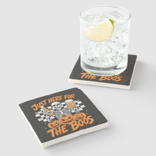 Ich bin nur wegen der Buh-Rufe hier Halloween-Skel Steinuntersetzer
