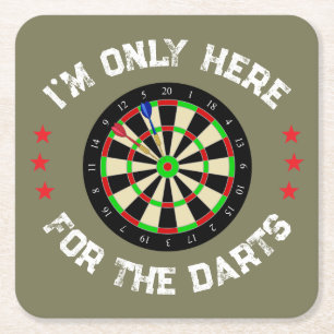 Ich bin nur wegen der Darts hier Lustiger Darts-Sp Rechteckiger Pappuntersetzer