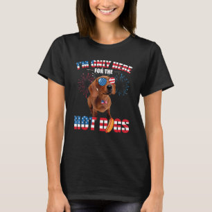 Ich bin nur wegen der Hot Dogs hier American Dachs T-Shirt