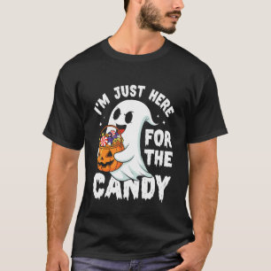 Ich bin nur wegen der Süßigkeiten Halloween Wortsp T-Shirt