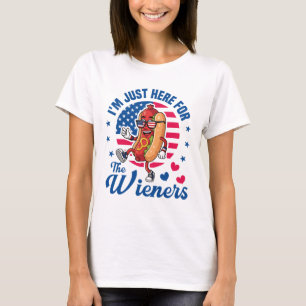 Ich bin nur wegen der Würstchen hier, Hot Dog USA T-Shirt