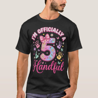 ICH BIN OFFIZIELL EIN WENIG VIEL FÜNF Rosa Schleif T-Shirt