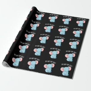 Ich bin Ohr Für Dich Lustiger Elefant Pun Schwarz Geschenkpapier