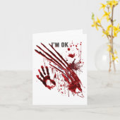 Ich bin Ok Bloody Hand Blood Spritzer Handprint Cl Karte (Gelbe Blume)