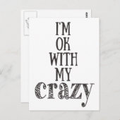 Ich bin ok mit meiner verrückten - Funny Quote Pos Postkarte (Vorne/Hinten)