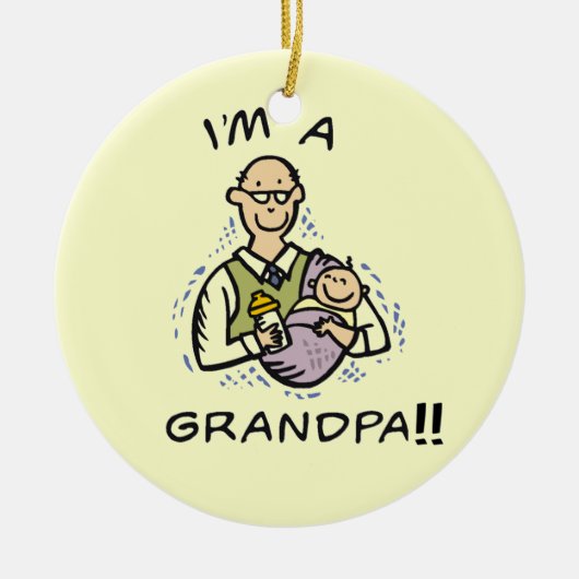 Ich bin Opa-Opa und Baby-Tshirts und Geschenke Keramikornament (Vorne)