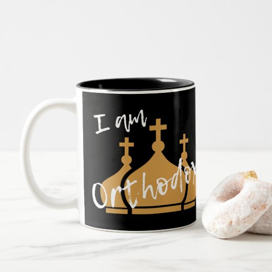 Ich bin orthodox zweifarbige tasse (Mit Donut)