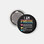 Ich bin Pansexual - LGBTQIA Pride Rainbow Hearts - Magnet (Vorderseite/Rückseite)