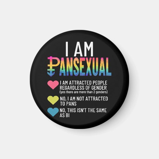 Ich bin Pansexual - LGBTQIA Pride Rainbow Hearts - Magnet (Vorne)