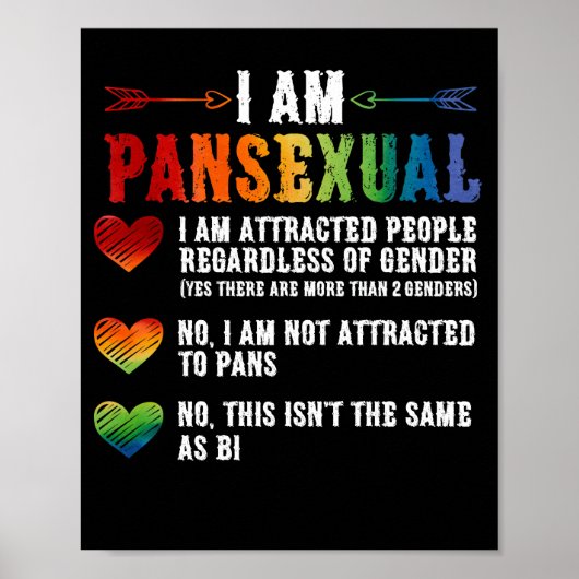 Ich bin Pansexual LGBTQIA Pride Rainbow Hearts Poster (Vorne)