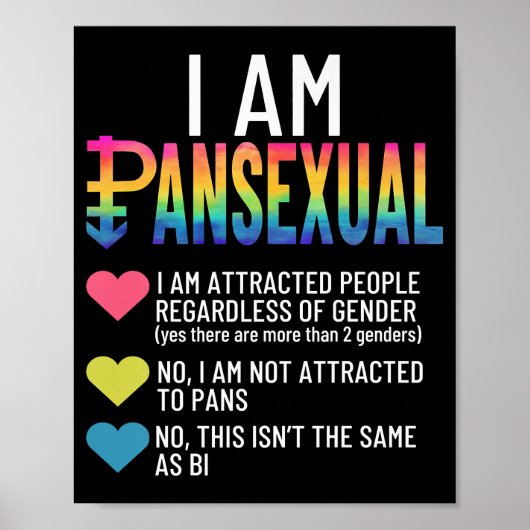 Ich bin Pansexual - LGBTQIA Pride Rainbow Hearts - Poster (Vorne)