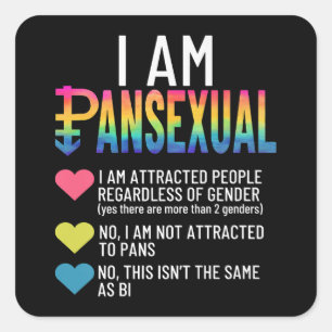 Ich bin Pansexual - LGBTQIA Pride Rainbow Hearts - Quadratischer Aufkleber